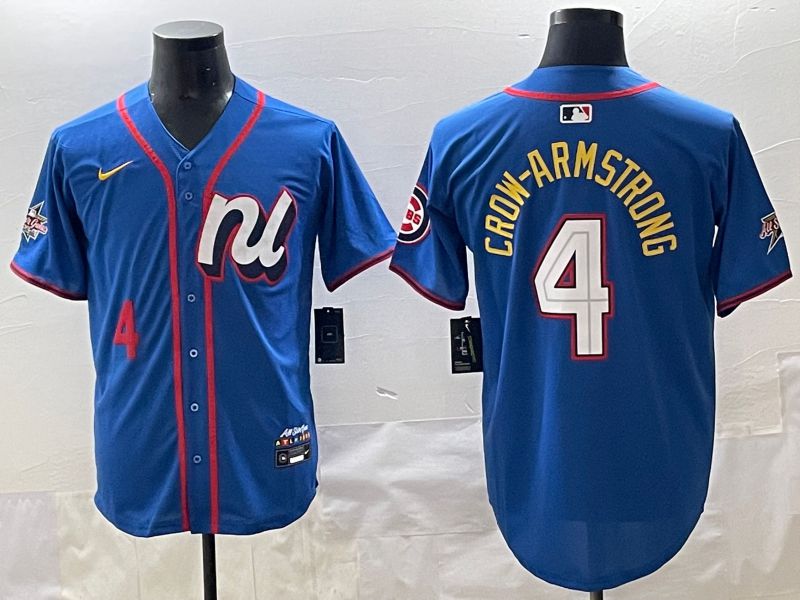 Men 2025 Chicago Cubs #4 Crow-Armstrong Blue All star Blank Blue Nike MLB Jersey style 3